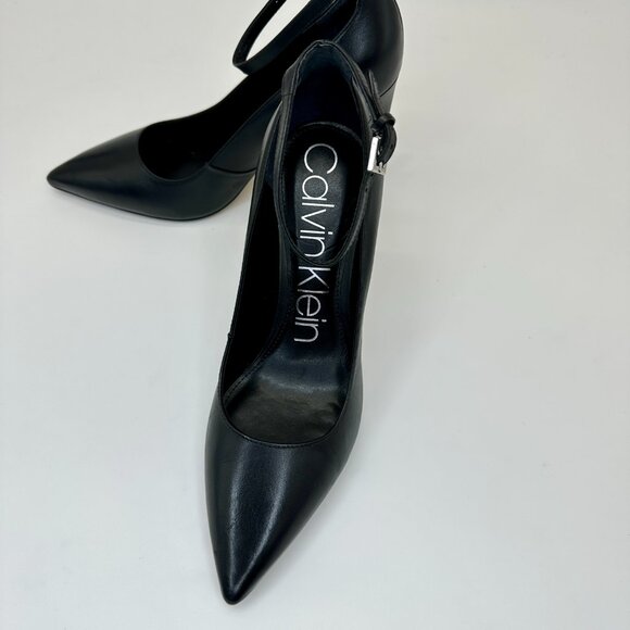 Calvin Klein Black Leather Stiletto Heels Sz 10 - Picture 8 of 8